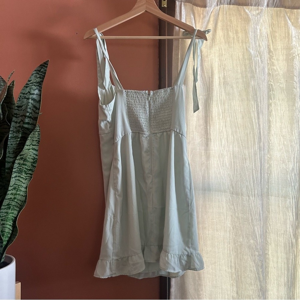 Abercrombie & Fitch Ruffle Mini Dress Babydoll Mint Green Preppy Pastel Size M - Picture 5 of 6